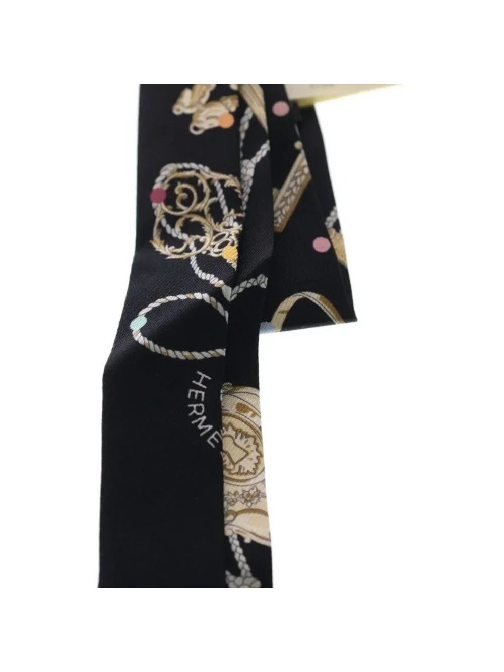Hermes Tall les Clair Pore Silk Scarf Black - Picture 2 of 6